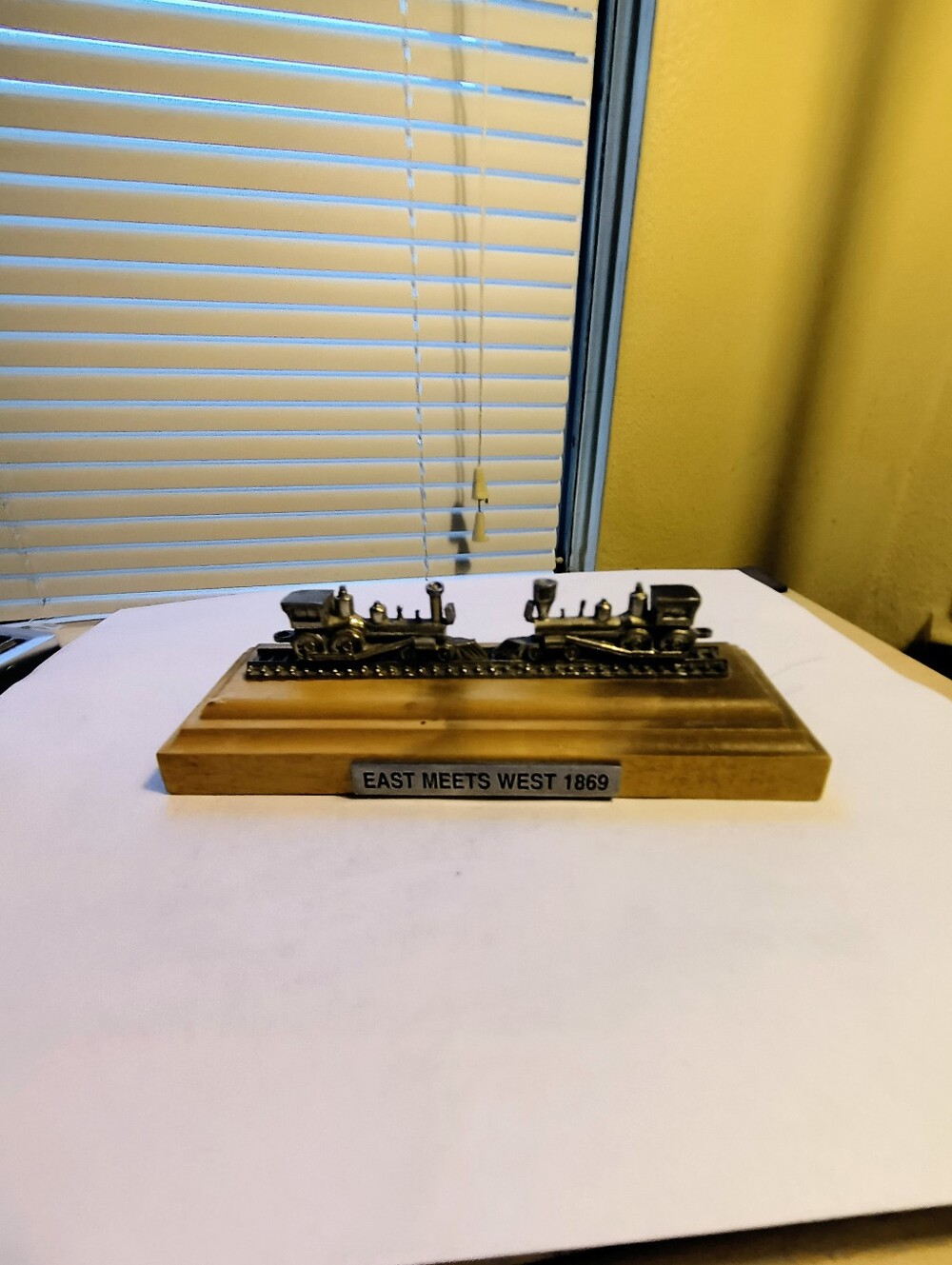 East Meets West 1869 Metallic Train  - Silver on Wood about 6 Inches Long 6 Inch